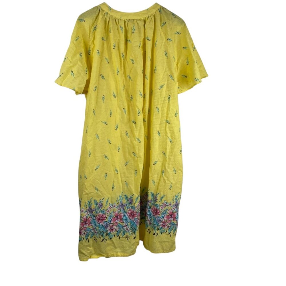Anthony Richards House Dress Women's Yellow Sz 3X  Snap Closure Floral Patio - Picture 2 of 9